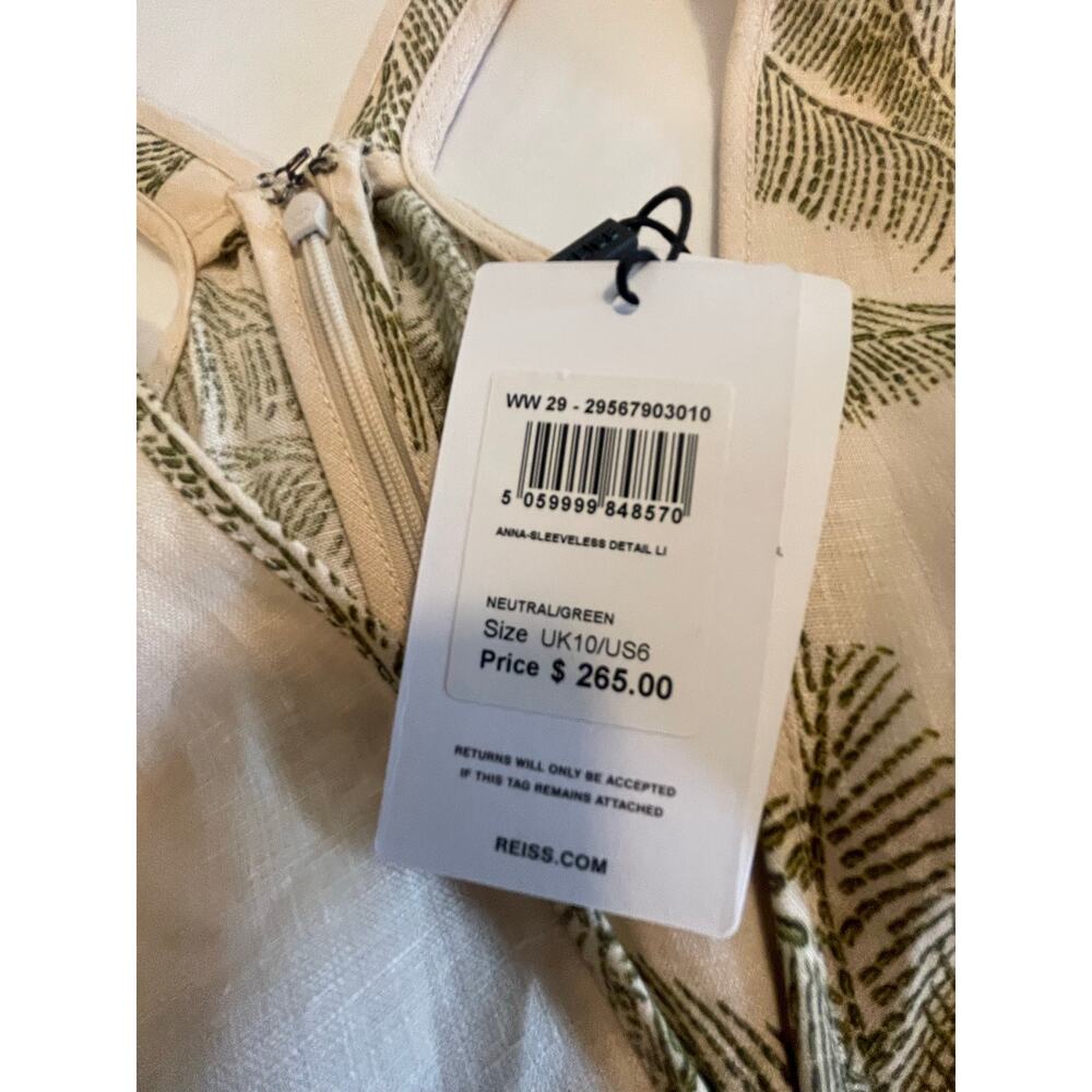 Reiss Anna Foliage Print Linen Midi Dress - Picture 11 of 14